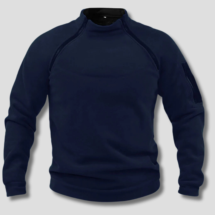 Chester | Tactical Black Sweater with Shoulder Zipper Details