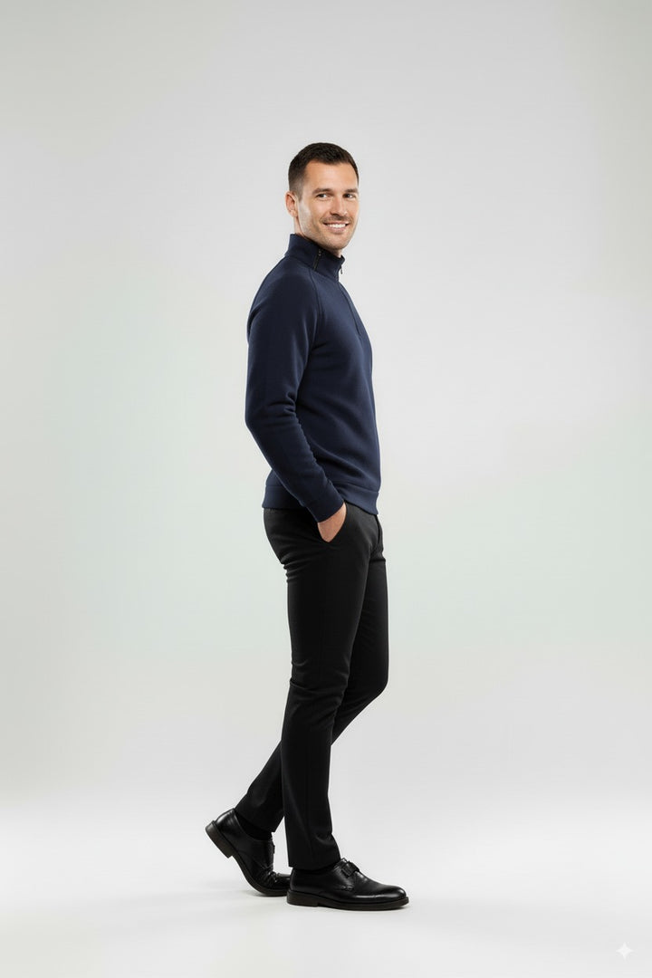 Chester | Tactical Black Sweater with Shoulder Zipper Details