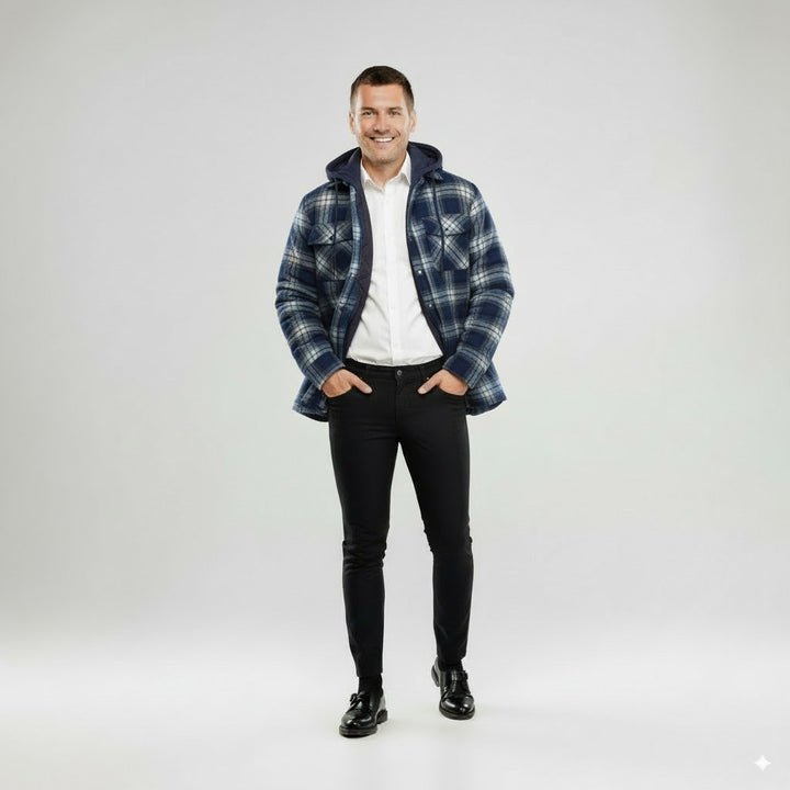 Garette | Men's Warm Winter Checkered Style Hooded Jacket
