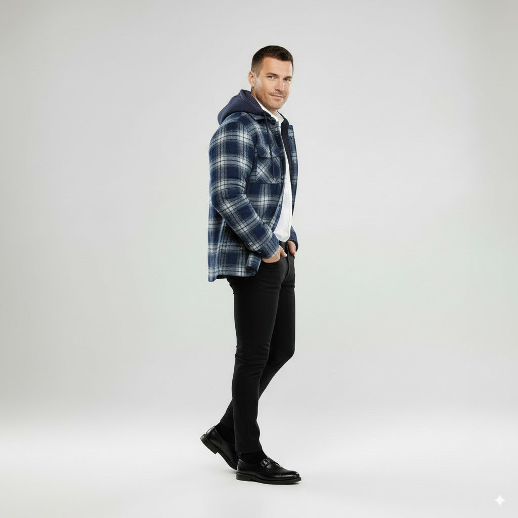 Garette | Men's Warm Winter Checkered Style Hooded Jacket