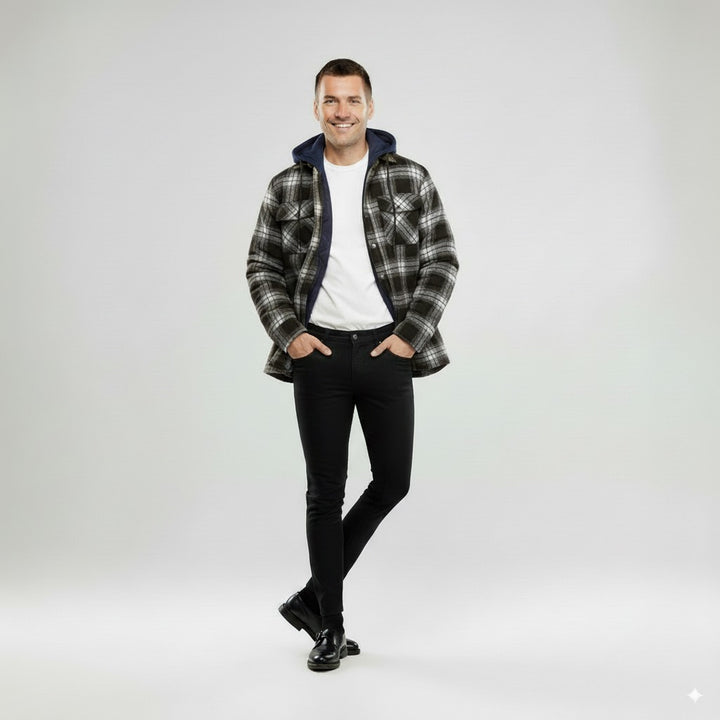 Garette | Men's Warm Winter Checkered Style Hooded Jacket