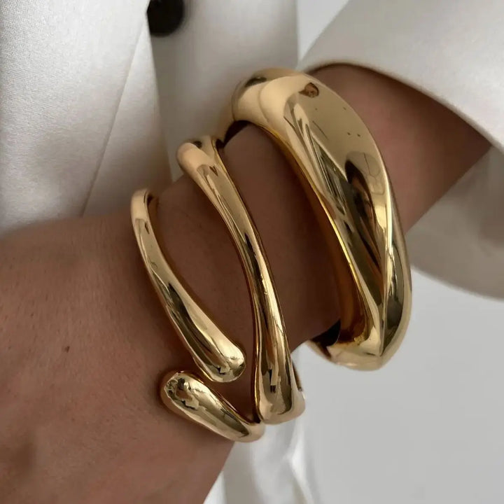 Ciara | Edgy Geometric Metal Cuff Bracelet