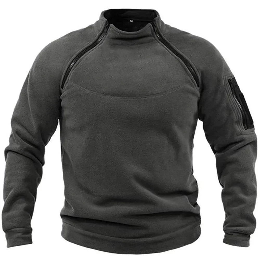 Chester | Tactical Black Sweater with Shoulder Zipper Details