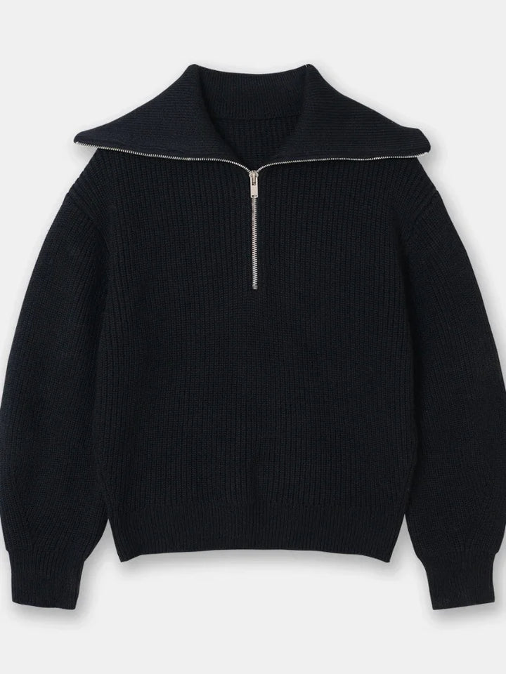 Veyra Striped Lapel Turtleneck Jumper