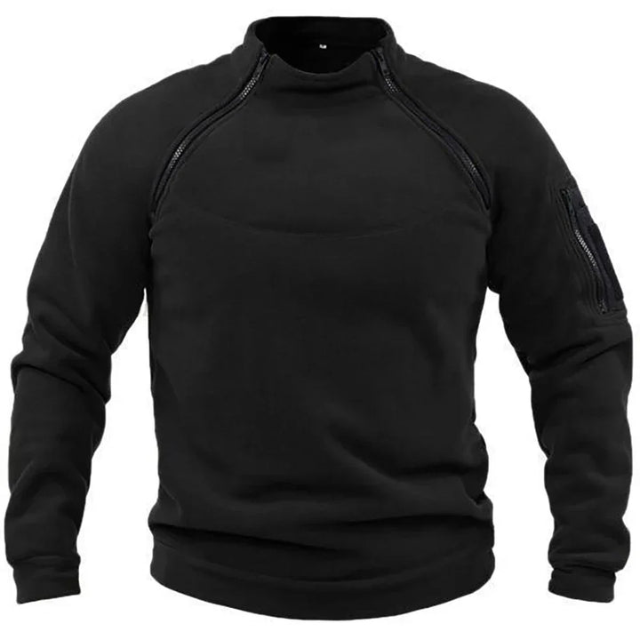 Chester | Tactical Black Sweater with Shoulder Zipper Details