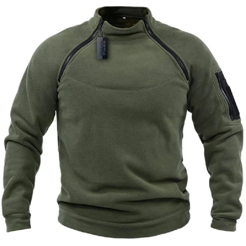 Chester | Tactical Black Sweater with Shoulder Zipper Details