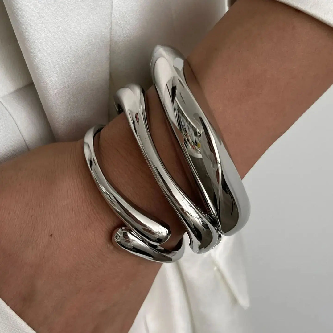 Ciara | Edgy Geometric Metal Cuff Bracelet